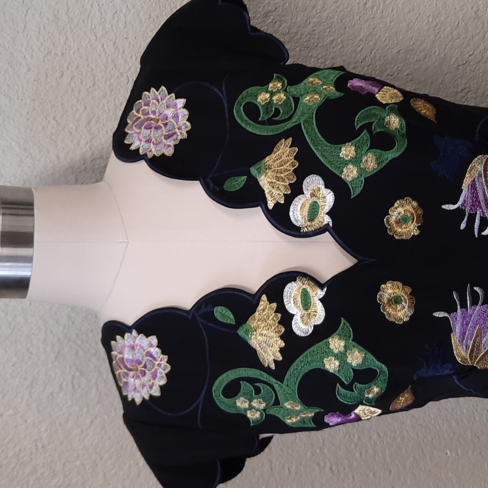 Foxidox Black Imbroidered Cup Sleeves L Dress - Picture 7 of 10